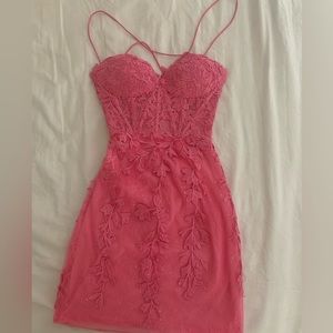 Pink Embroidered Mini Dress